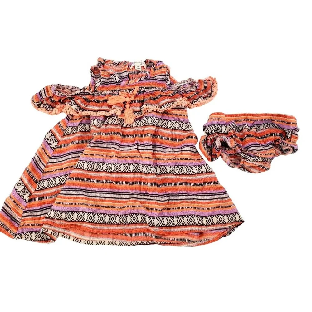 New 12M Jessica Simpson Baby Dress Outfit Ruffle Cold-Shoulder Diaper Cover